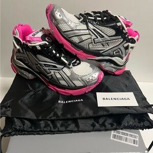 Balenciaga Runners Sneakers Gray Black Pink EU 37 Platform Trainer Track Size 7
